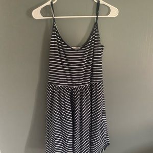 Navy and white striped dress